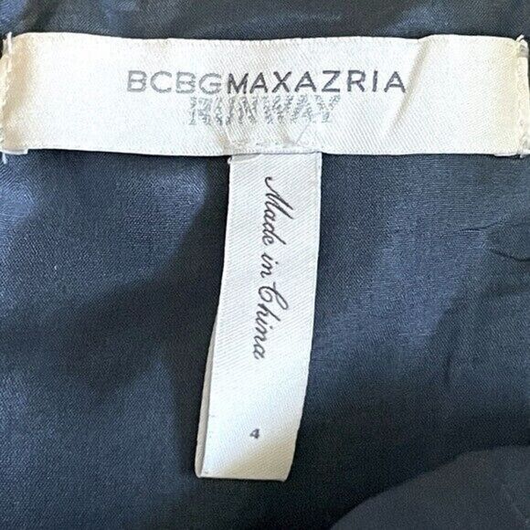 BCBGMaxAzria Runway Graphite Bubble Mini Dress 4 Silk Metallic Pleated Cocktail - Picture 7 of 10